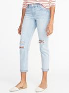 Old Navy Womens Distressed Boyfriend Straight Jeans For Women Light Wash Size 16