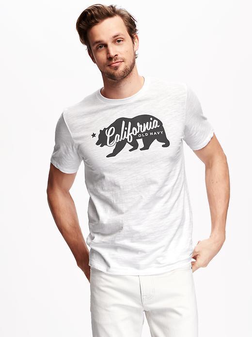 Old Navy Graphic Slub Knit Tee For Men - Bright White