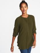 Old Navy Womens Button-front Popover Tunic Shirt For Women Royal Pine Size Xs