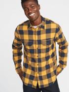 Old Navy Mens Regular-fit Built-in Flex Plaid Flannel Shirt For Men Squash Size Xs