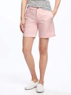 Old Navy Mid Rise Everyday Khaki Shorts For Women 7 - Soft Pink