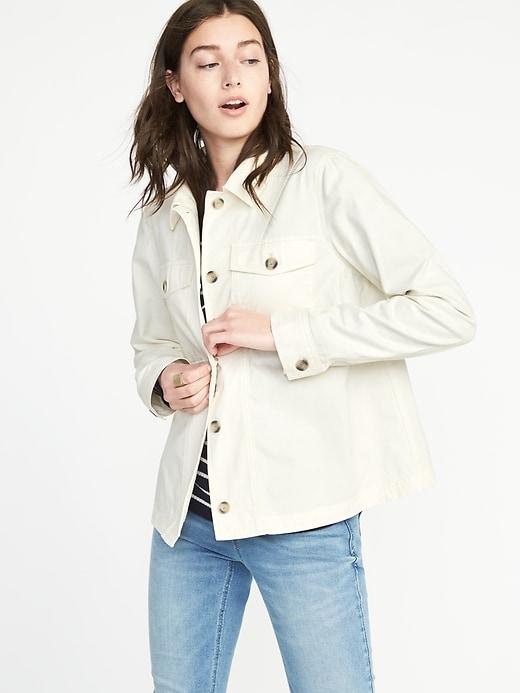 Old Navy Womens Twill Utility Swing Jacket For Women Creme De La Creme Size Xs