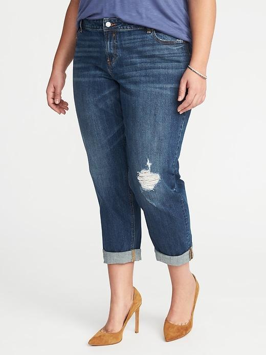 Old Navy Womens Plus-size Distressed Boyfriend Skinny Jeans Cobalt Size 26