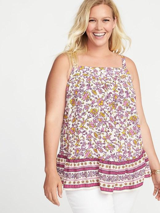 Old Navy Womens Floral Plus-size Tiered-hem Tank Purple Floral Size 3x