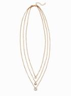 Old Navy Layered Crystal Pendant Necklace For Women - Gold