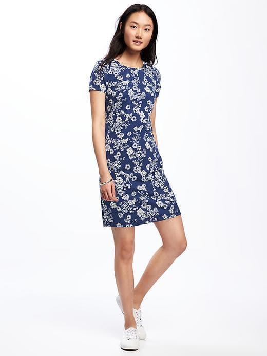 Old Navy Crew Neck Tee Dress For Women - Navy Floral