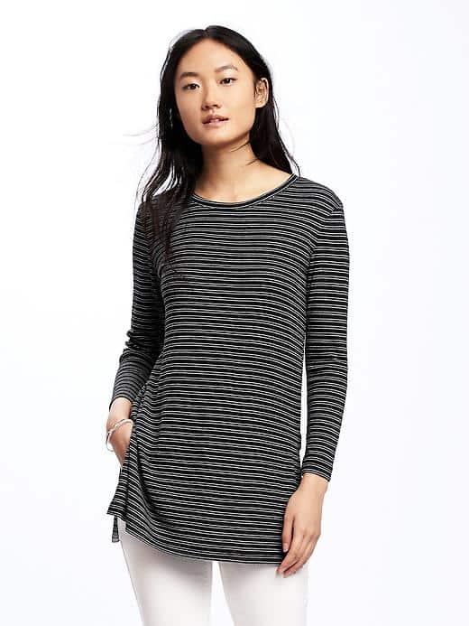 Old Navy Long & Lean Rib Knit Tunic For Women - O.n. New Black Stripe