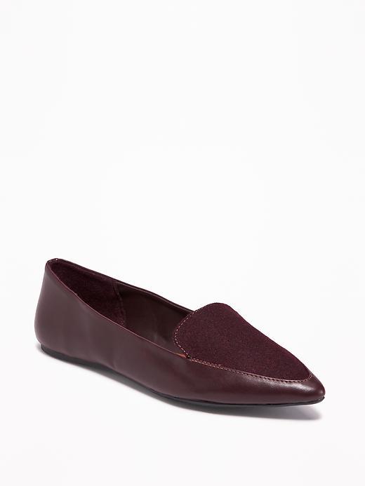 Old Navy Pointy Smoking Flats For Women - Dark Red