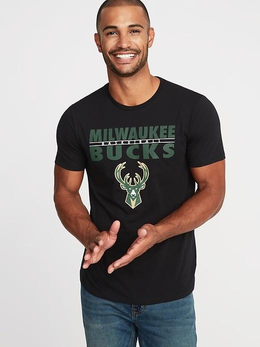 Old Navy Mens Nba Team Graphic Tee For Men Bucks Size M