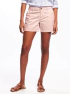 Old Navy Mid Rise Everyday Khaki Shorts For Women 5 - Pink Sky