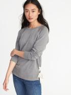 Old Navy Womens Side-lace-up French-terry Sweatshirt For Women Charcoal Size Xl