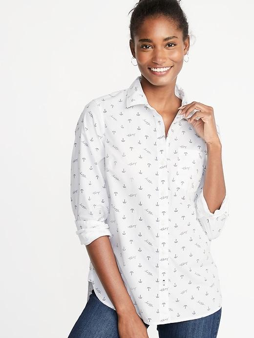 Anchor-print Classic Shirt For Women
