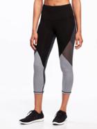 Old Navy High Rise Mesh Trim Compression Crops For Women - Black