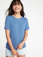 Old Navy Womens Luxe Curved-hem Tee For Women Cowboy Blue Size L