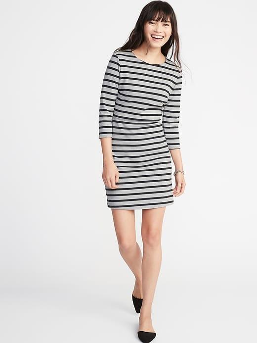 Old Navy Womens Patterned Ponte-knit Sheath Dress For Women Heather Gray Stripe Size S