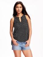 Old Navy Trapeze Checkered Dobby Tank For Women - Black/white Dots