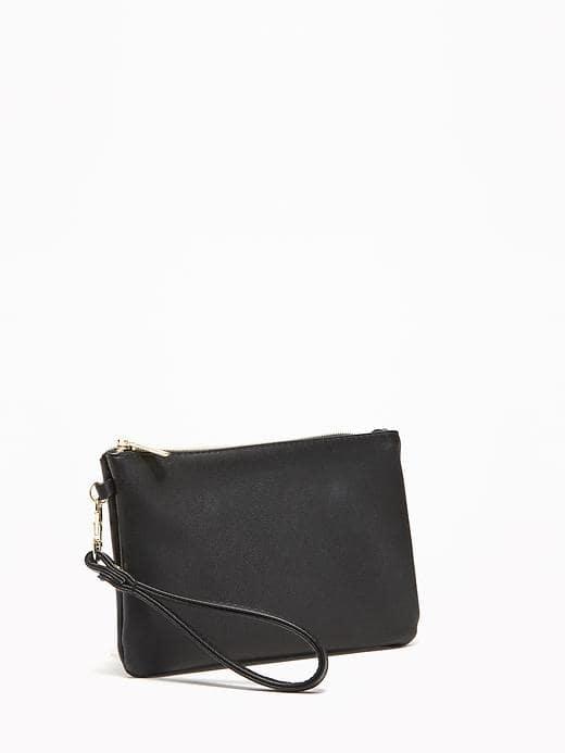 Old Navy Zip Top Charging Wristlet Clutch - Black Black