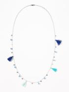 Old Navy Womens Tassel Beaded Station Necklace For Women Blue Multi Size One Size