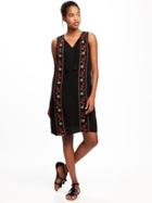 Old Navy Crinkle Gauze Tassel Shift Dress For Women - Black