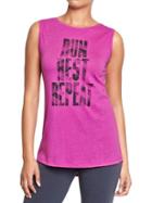 Womens Active Graphic Muscle Tees Size L - Into The Fuchsia Poly