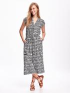 Old Navy Printed Wide Leg Jumpsuit For Women - Black Print