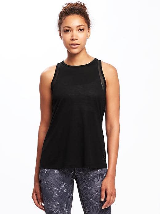 Old Navy Go Dry Mesh Trim Tank For Women - Black
