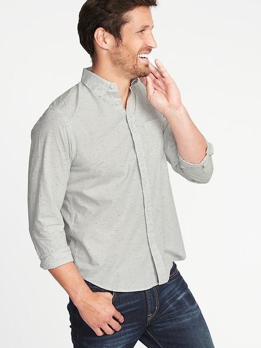 Old Navy Mens Regular-fit Built-in Flex Classic Shirt For Men Heather Gray Size Xxxl