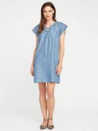 Old Navy Lace Up Tencel Shift Dress For Women - Light Wash