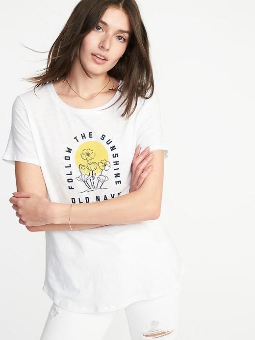 Old Navy Womens Everywear Graphic Crew-neck Tee For Women Follow The Sunshine Size L