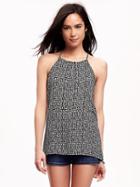 Old Navy Patterned High Neck Trapeze Tank For Women - Black/white Top