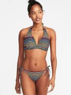 Old Navy Womens Underwire Halter Swim Top For Women Multi Stripe Size M