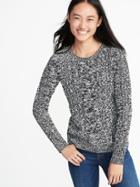 Old Navy Womens Cable-knit Crew-neck Sweater For Women Black Marl Size Xs