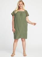 Old Navy Womens Plus-size Crochet-sleeve Shift Dress Olive Through This Size 1x