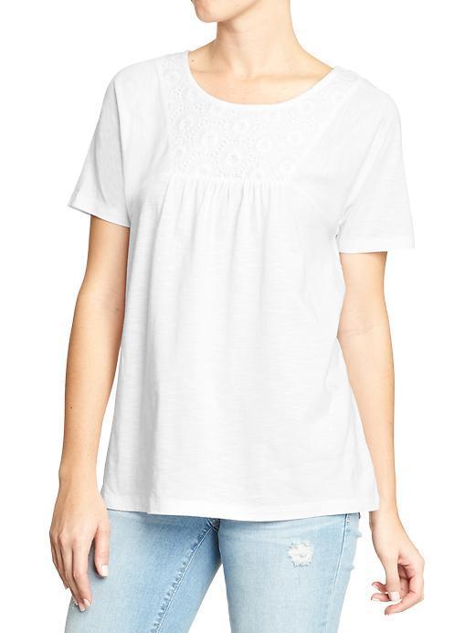 Old Navy Old Navy Womens Eyelet Yoke Tops - Bright White