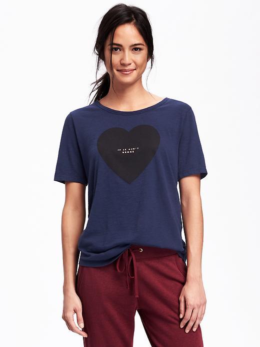 Old Navy Relaxed Graphic Crew Neck Tee For Women - Lost At Sea Navy