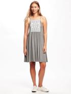 Old Navy Embroidered Swing Dress For Women - Heather Gray