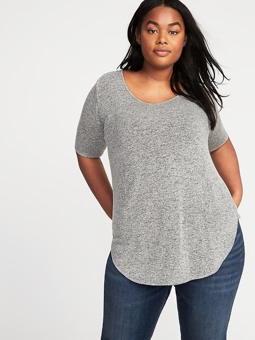 Old Navy Womens Relaxed Plus-size Plush-knit Tunic Black Jack Heather Size 3x