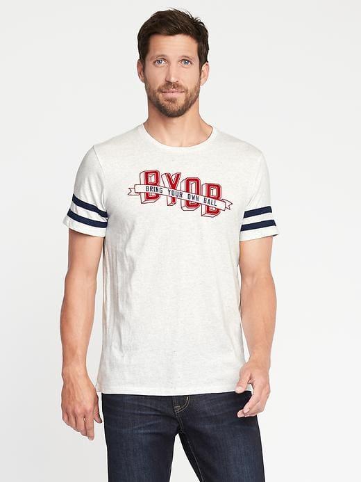 Old Navy Mens Byob: Bring Your Own Ball Tee For Men On White Heather Size Xxxl