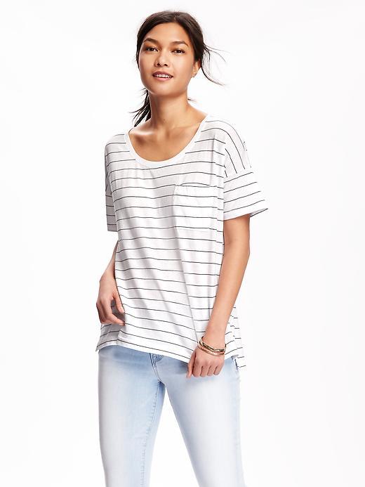 Old Navy Boyfriend Pocket Tee For Women - Black/white Stripe