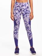 Old Navy Go Dry Fitted Mesh Trim Leggings For Women - Purple Rain
