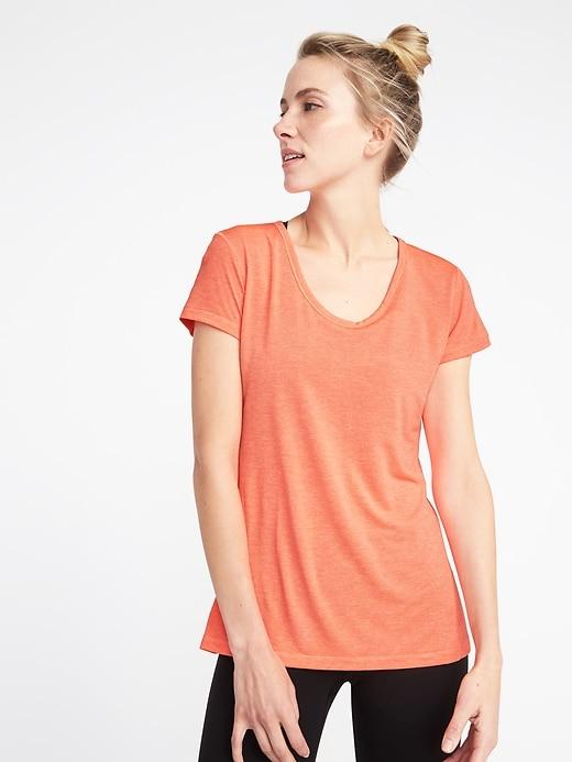 Old Navy Womens Semi-fitted Performance Tee For Women Fluorescent Orange Size Xs
