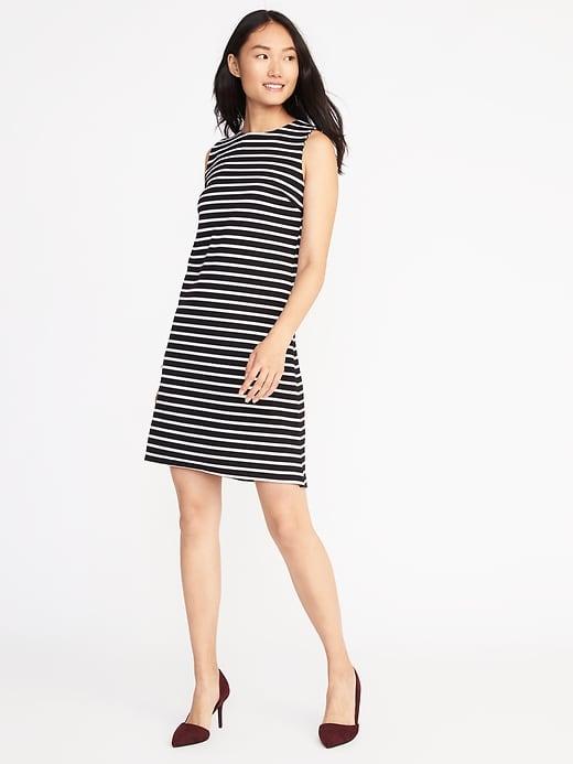 Old Navy Sleeveless Ponte Knit Shift Dress For Women - Black/white Stripe