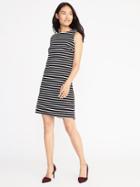 Old Navy Sleeveless Ponte Knit Shift Dress For Women - Black/white Stripe