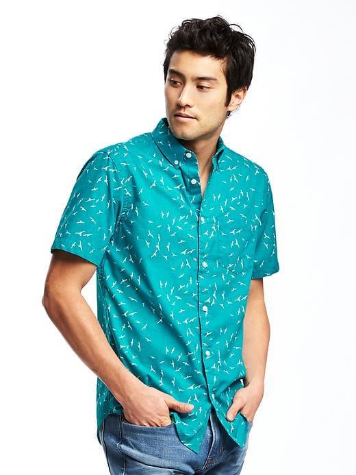 Old Navy Classic Slim Fit Shirt For Men - Teal We Meet