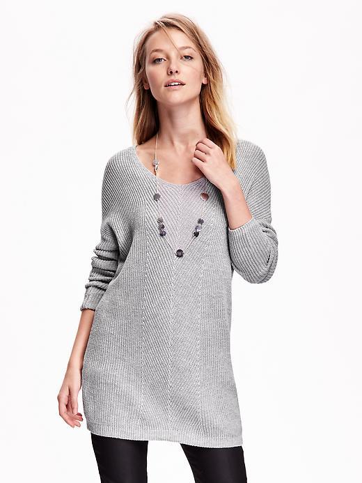 Old Navy Womens Shaker Stitch Tunic Sweater Size L - New Heather Gray