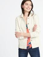 Old Navy Womens Denim Chore Jacket For Women Ecru Size L