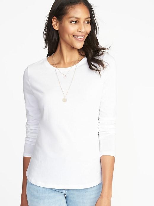 Old Navy Womens Everywear Crew-neck Tee For Women Cream Size Xs
