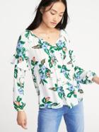 Old Navy Womens Boho Tassel-tie Top For Women Floral Size Xxl