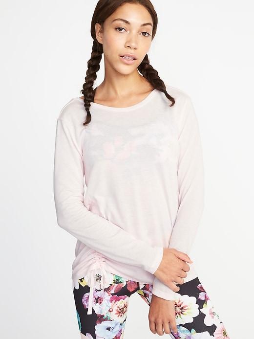 Old Navy Womens Relaxed Side-tie Performance Top For Women Of Quartz Size L