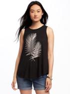 Old Navy Graphic High Neck Swing Tank For Women - Black